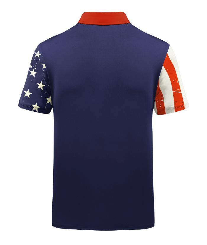 ZITY Men's American Flag Theme Golf Polo Shirt-CUMPO05424