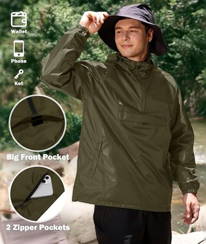 ZITY Men's Waterproof Lightweight Packable Rain Jacket-CUMRC04444