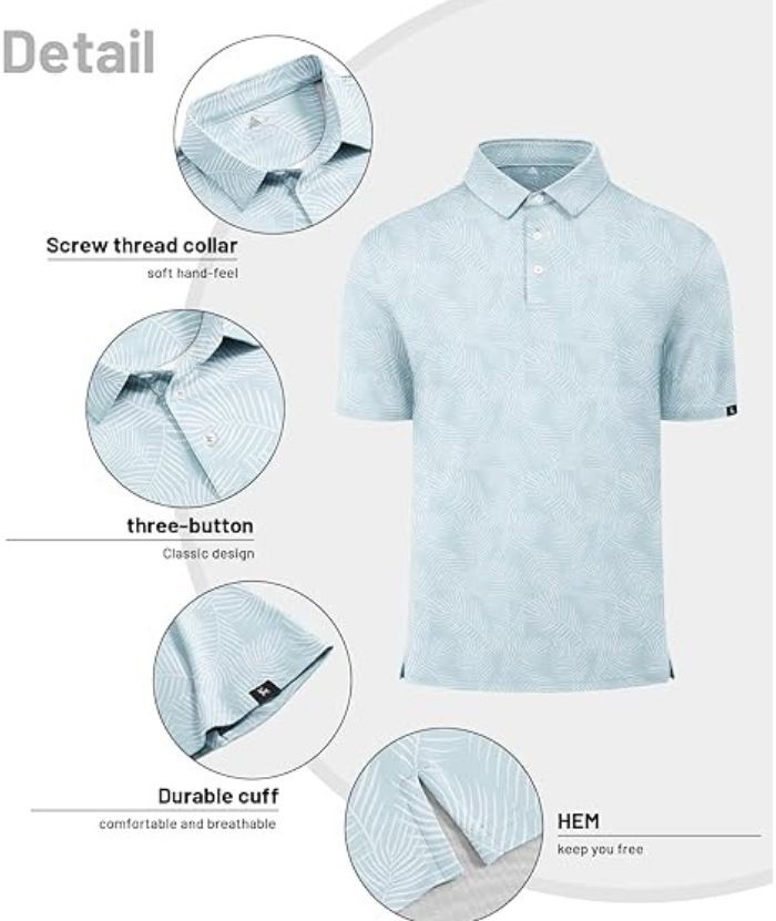 ZITY Men's Button Up Casual Print Polo Shirt-CUMPO06176