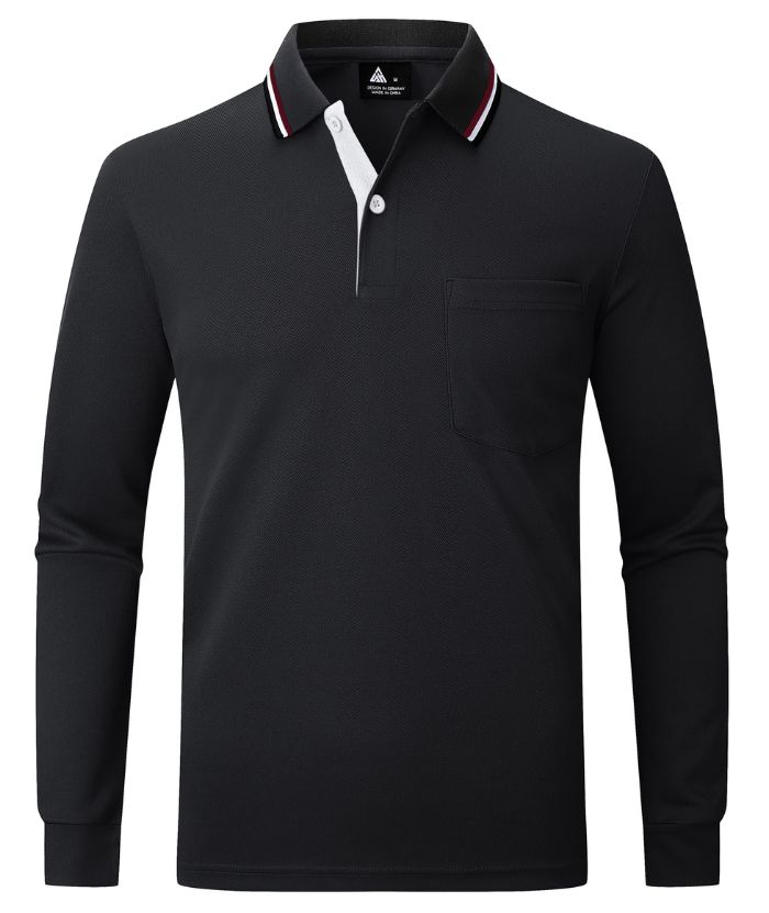 ZITY Men's Dri Fit Long Sleeve Golf Polo Shirt-CEMLP06139