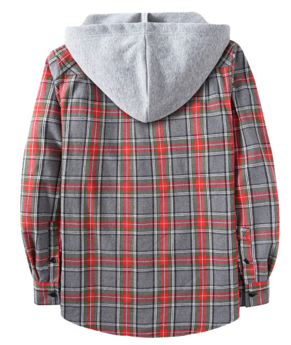 ZITY Men's Plaid Hooded Long Sleeve Button Down Flannel Shirt-ZPK000014 | Zitysports