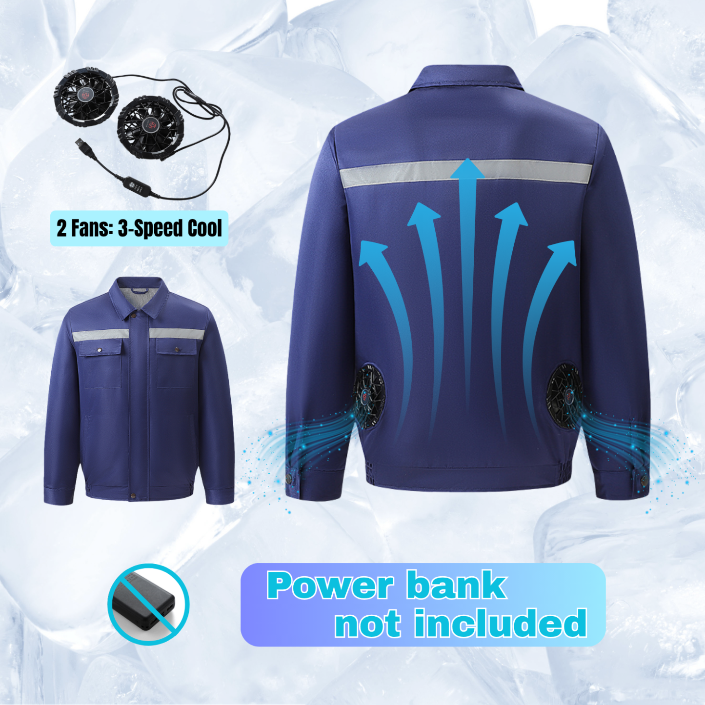 ZITY Unisex Workwear 2 Fans Long-sleeved Cooling Jacket-24136