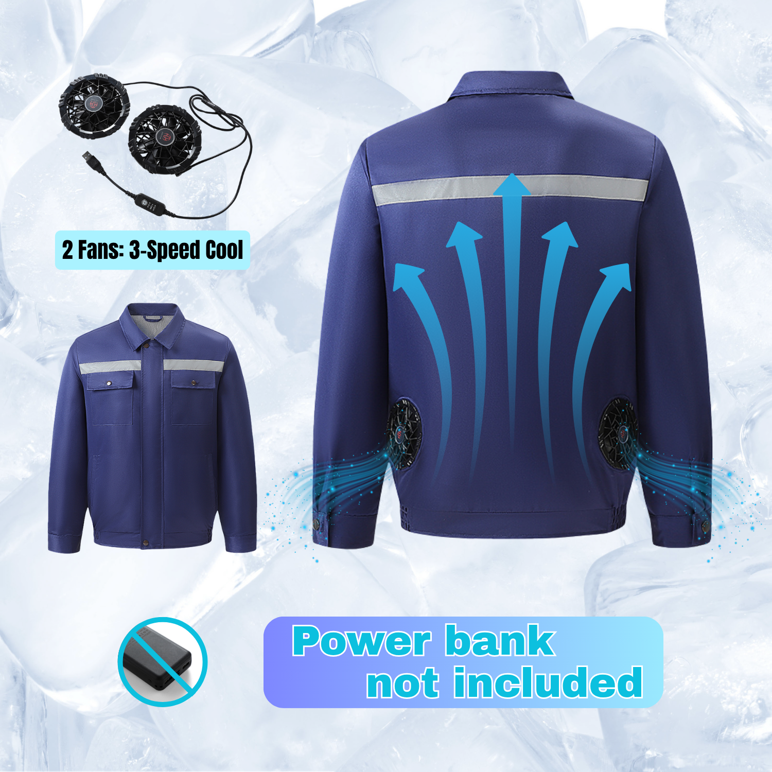 ZITY Unisex Workwear 2 Fans Long-sleeved Cooling Jacket-24136