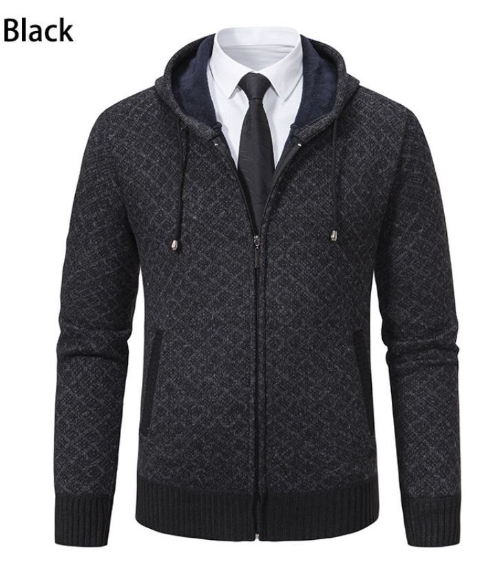 ZITY Men's Knitted Zip-Up Long Sleeve Hoodie-DUMFH05055|Zitysports