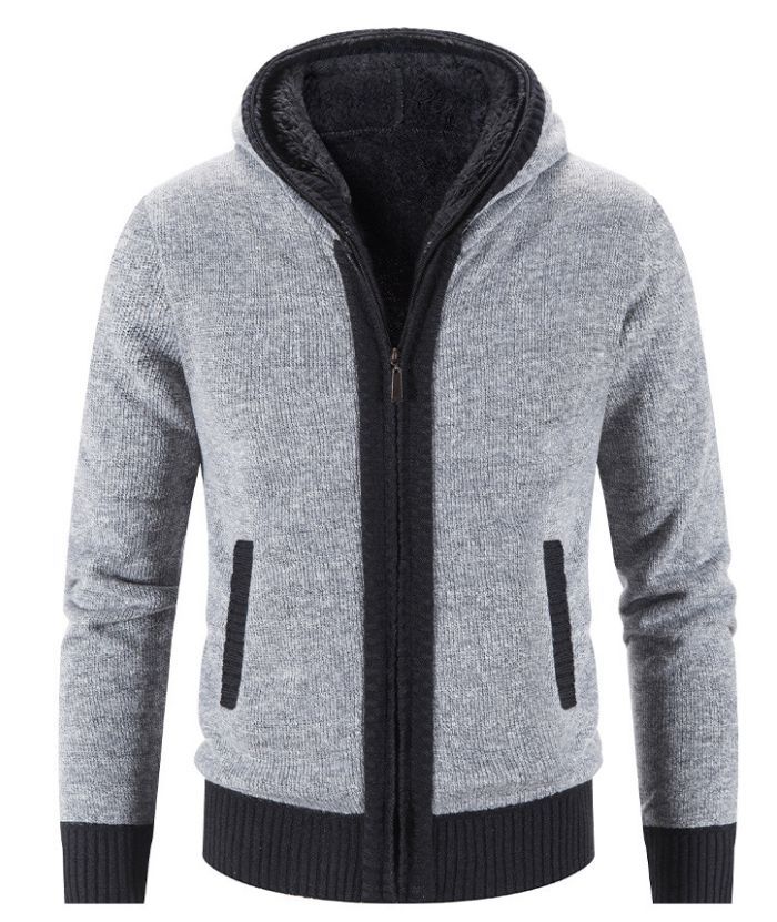 ZITY Men's Knitted Long Sleeve Full Zip Up Plus Size Casual Hoodie-DUMSW05059|Zitysports