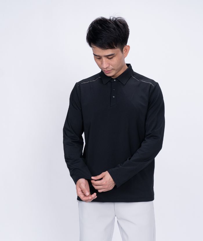 ZITY Men's Button Up Stand Collar Long Sleeve Polo Shirt-8905