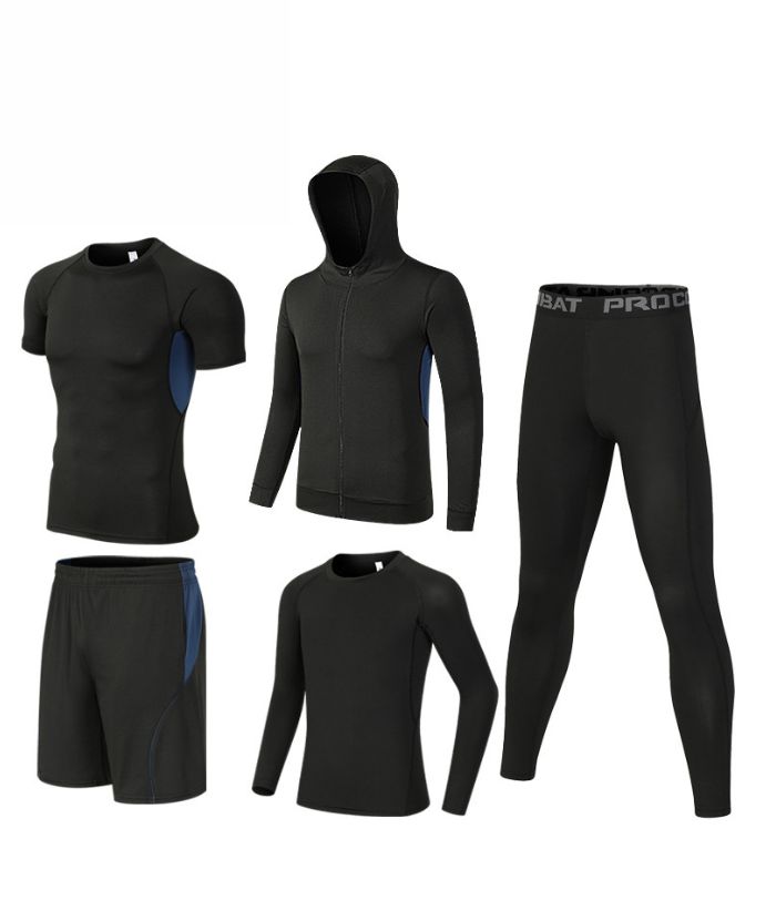 ZITY Men's Sports Cross-Border Fitness Five-Piece Compression Set-DUMTR05994