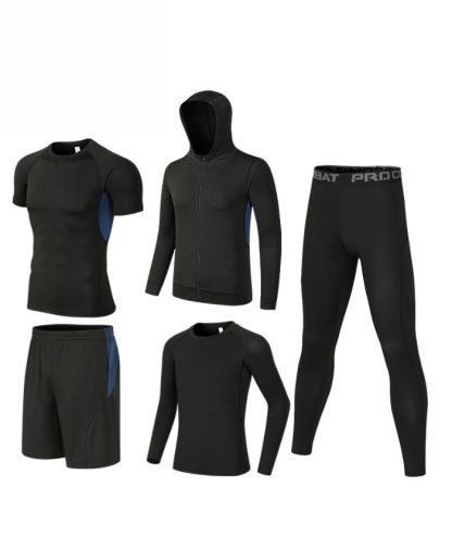 ZITY Men's Sports Cross-Border Fitness Five-Piece Compression Set-DUMTR05994