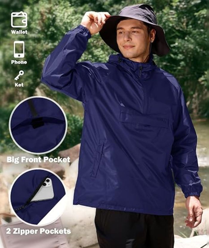 ZITY Men's Waterproof Lightweight Packable Rain Jacket-CUMRC04444