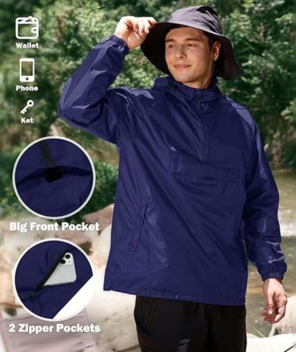 ZITY Men's Waterproof Lightweight Packable Rain Jacket-CUMRC04444