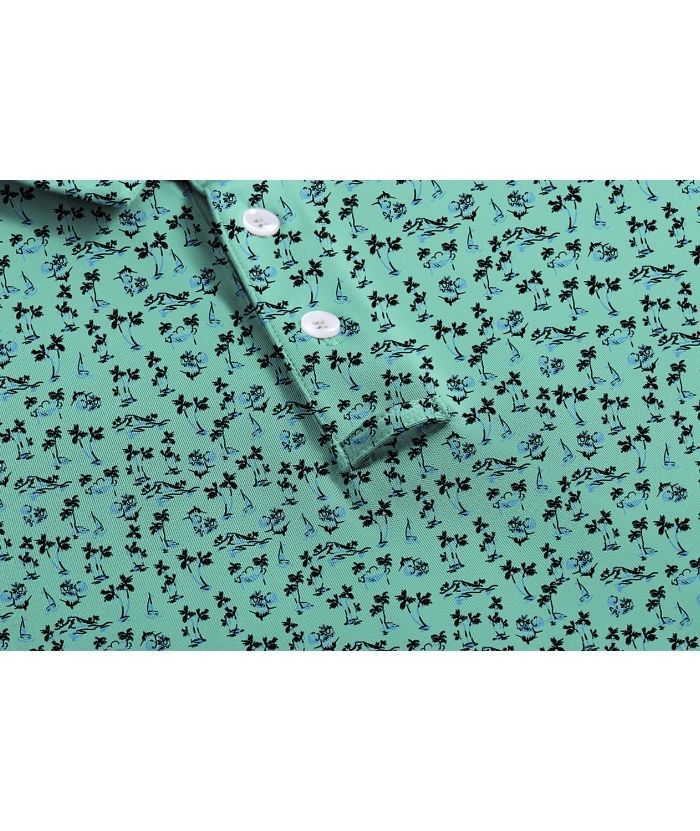 ZITY Men's Button Up Dri Fit Printed Polo Shirt-CUMPO05527