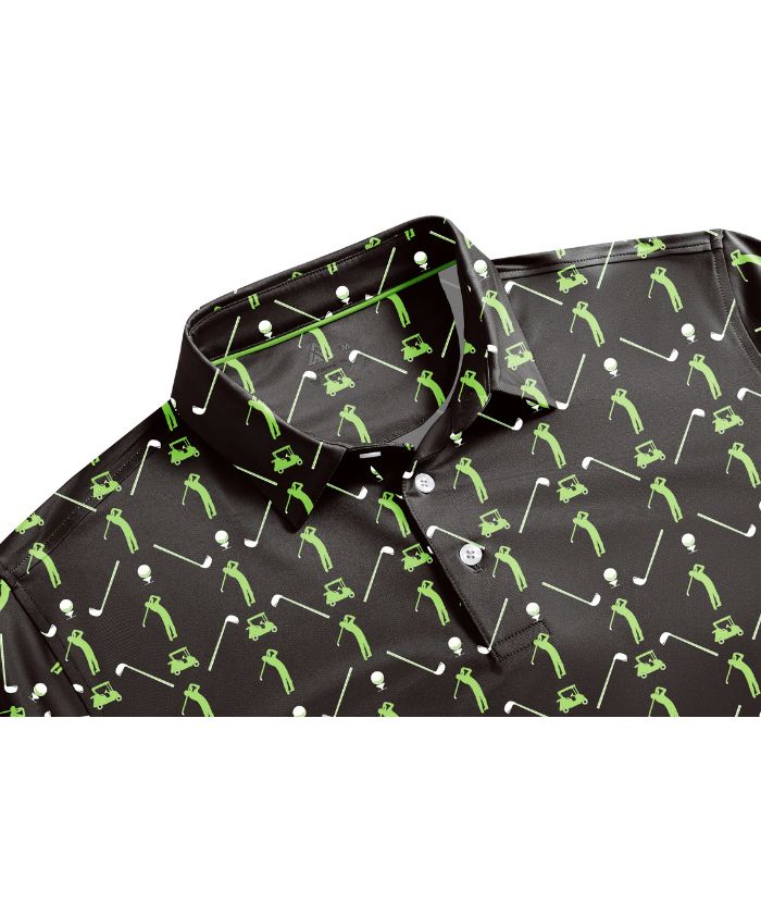 ZITY Men's Button Up Slim Fit Printed Golf Polo Shirt-CUMPO05552