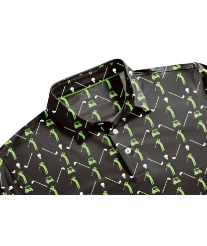 ZITY Men's Button Up Slim Fit Printed Golf Polo Shirt-CUMPO05552