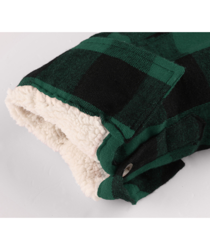 ZITY Men's Double Pockets Full Zipper Plaid Fleece Hoodie-CFMWT00002