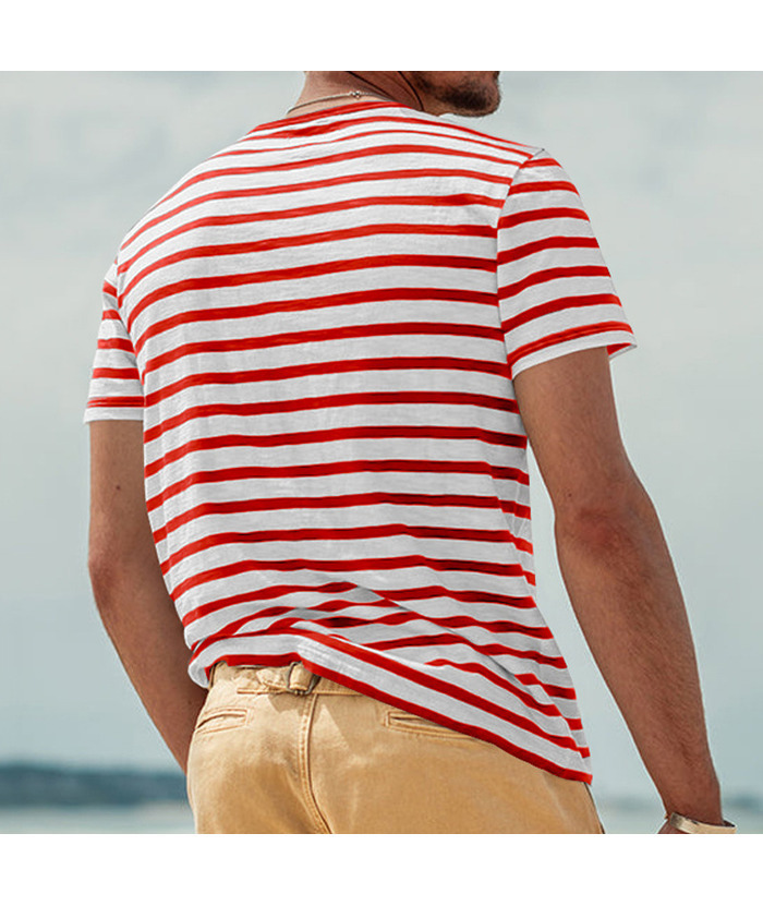 ZITY Men's Striped Summer Round Neck Short Sleeve Regular Fit T-Shirt-ZPK010595|Zitysports