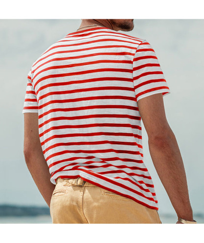 ZITY Men's Striped Summer Round Neck Short Sleeve Regular Fit T-Shirt-ZPK010595|Zitysports