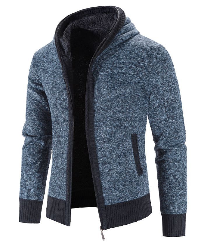 ZITY Men's Knitted Long Sleeve Full Zip Up Plus Size Casual Hoodie-DUMSW05059|Zitysports