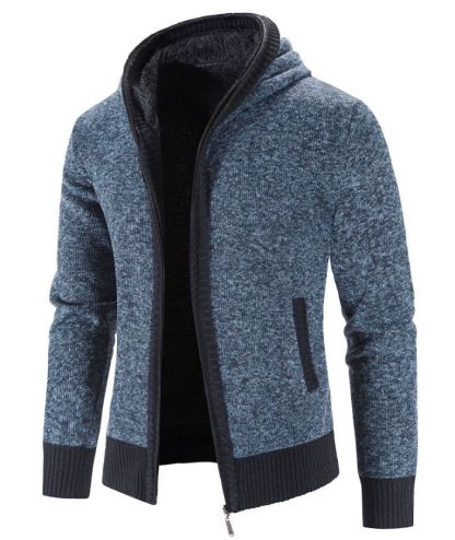 ZITY Men's Knitted Long Sleeve Full Zip Up Plus Size Casual Hoodie-DUMSW05059|Zitysports