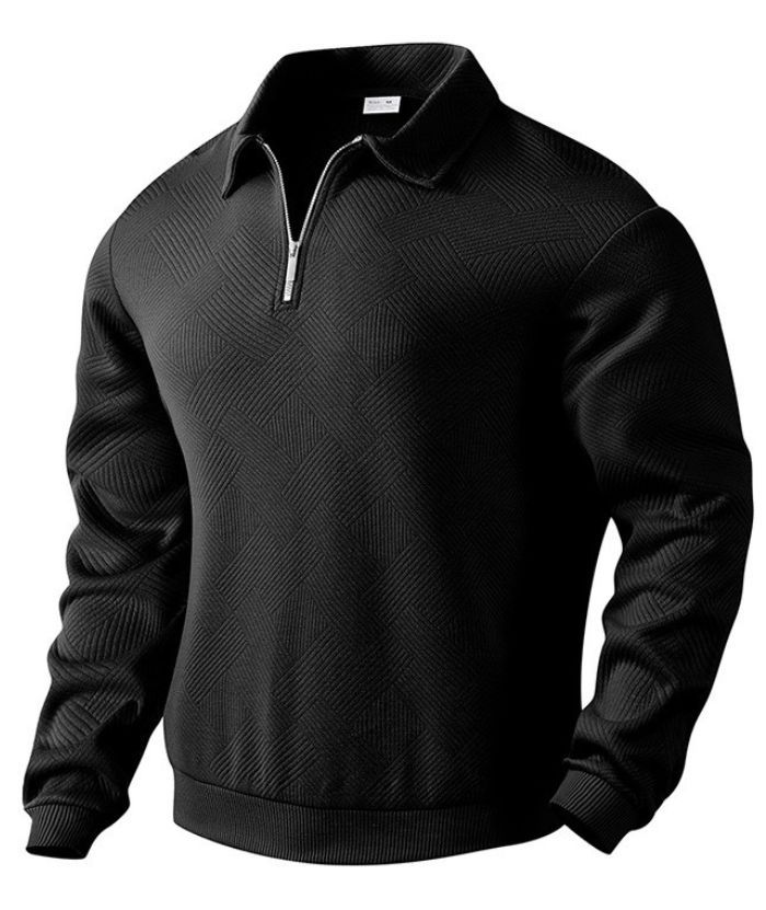 ZITY Men's Long Sleeve Solid Color Casual Polo Sweater-DUMHD05092|Zitysports