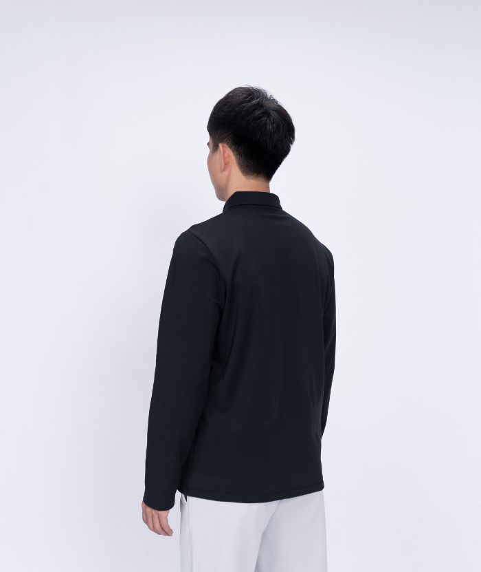 ZITY Men's Button Up Stand Collar Long Sleeve Polo Shirt-8905
