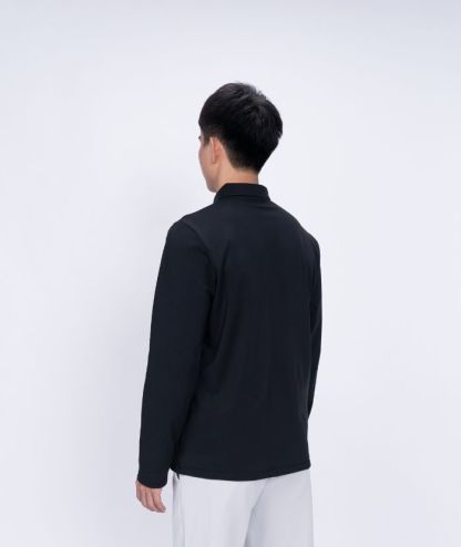 ZITY Men's Button Up Stand Collar Long Sleeve Polo Shirt-8905