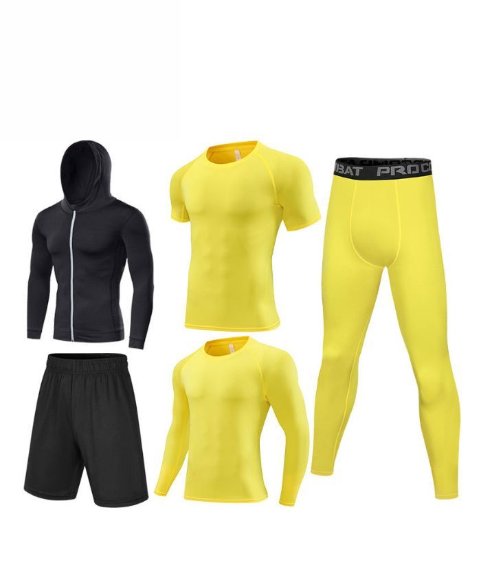 ZITY Men's Sports Cross-Border Fitness Five-Piece Compression Set-DUMTR05994
