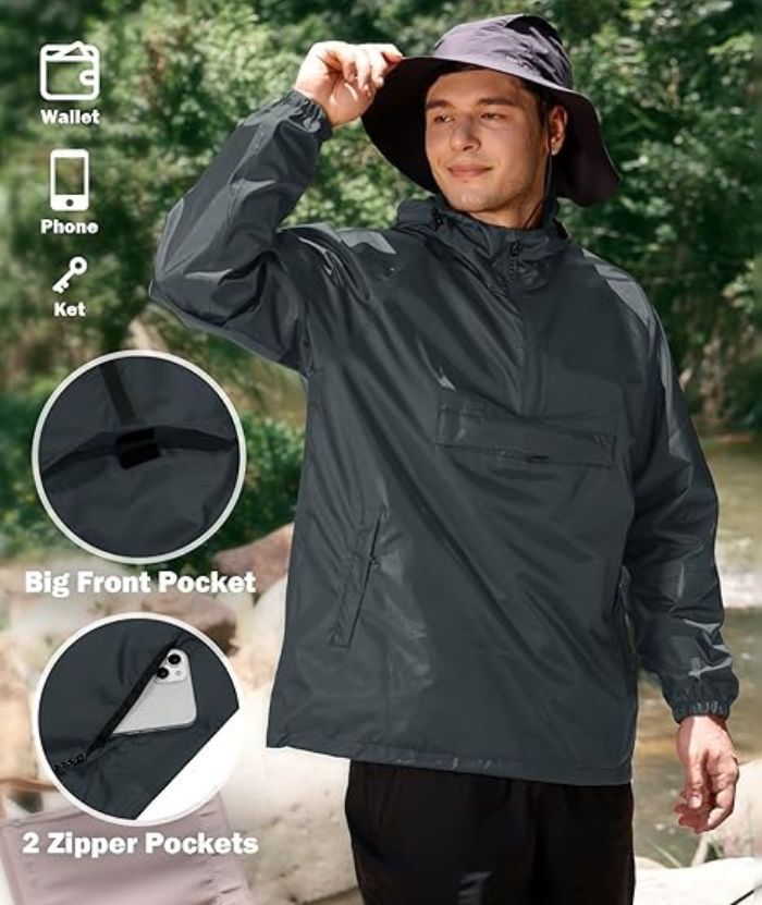ZITY Men's Waterproof Lightweight Packable Rain Jacket-CUMRC04444