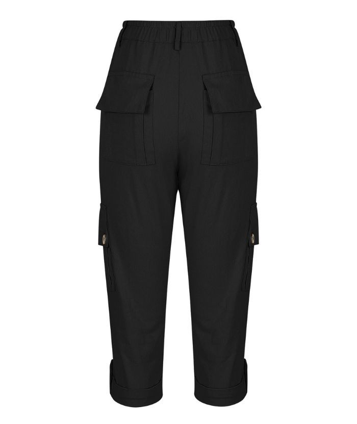 ZITY Women's Solid Color Multi Pocket Three Quarter Pant-DUWCS06170