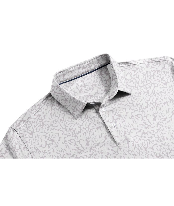 ZITY Men's Button Up Slim Fit Printed Golf Polo Shirt-CUMPO05552