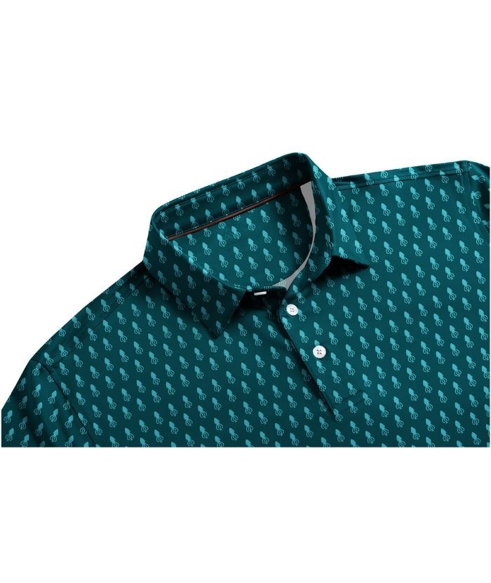 ZITY Men's Button Up Slim Fit Printed Polo Shirt-CUMPO05195