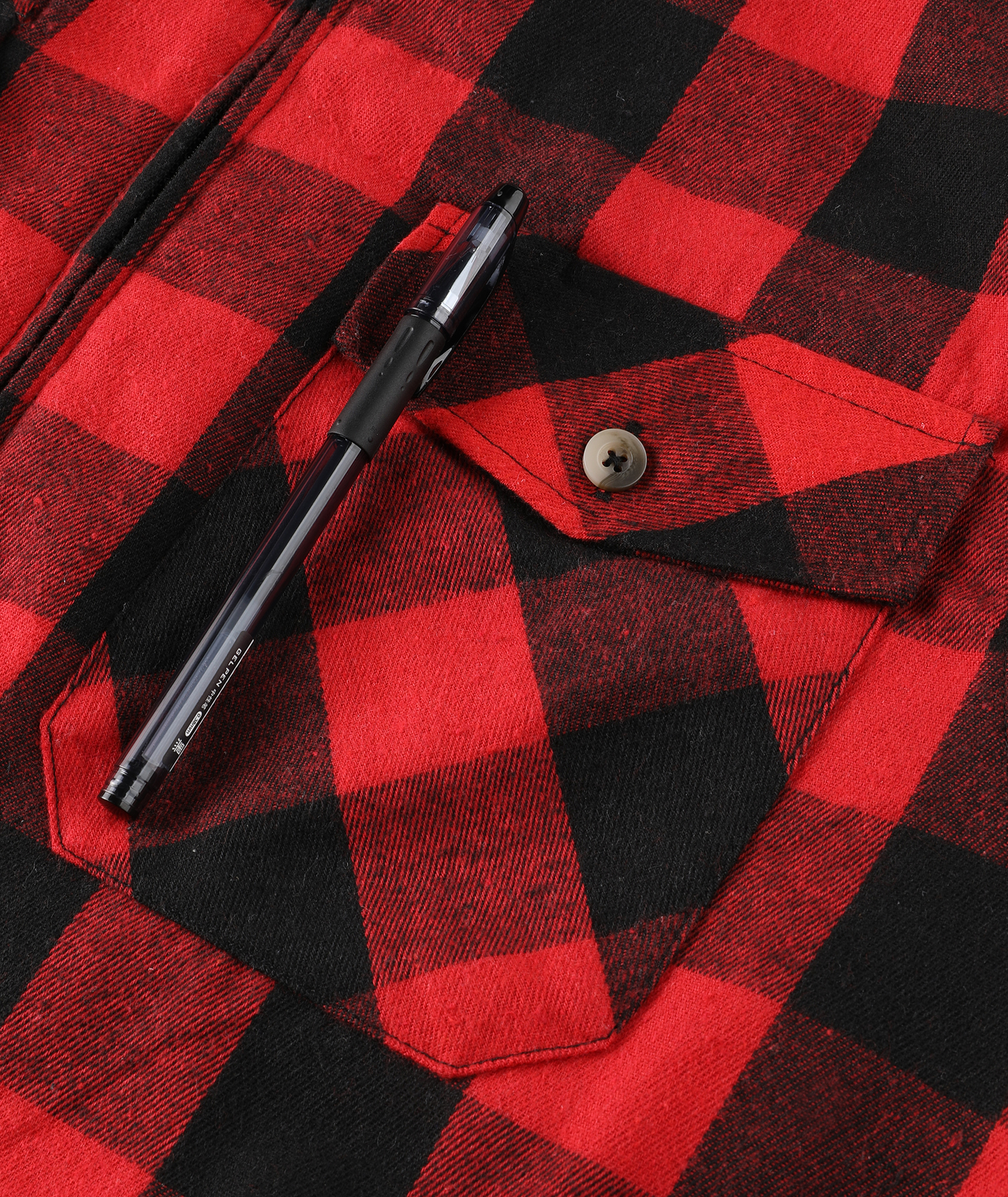 ZITY Men's Double Pockets Full Zipper Plaid Fleece Hoodie-CFMWT00002