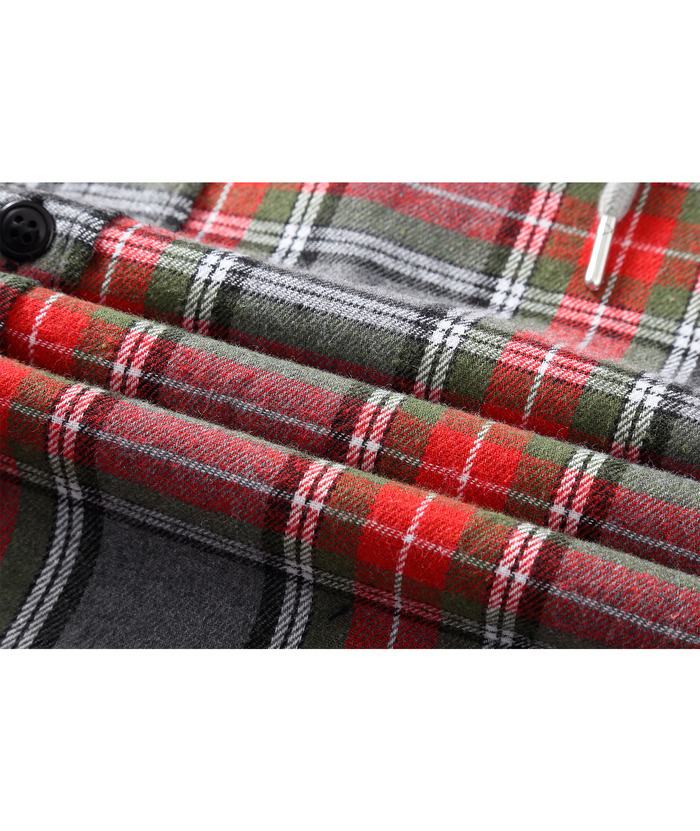 ZITY Men's Plaid Hooded Long Sleeve Button Down Flannel Shirt-ZPK000014 | Zitysports