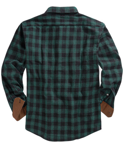 ZITY Men's Plaid Button Up Shirt with Flap Pocket Spring Fall Top-ZPK006565 | Zitysports