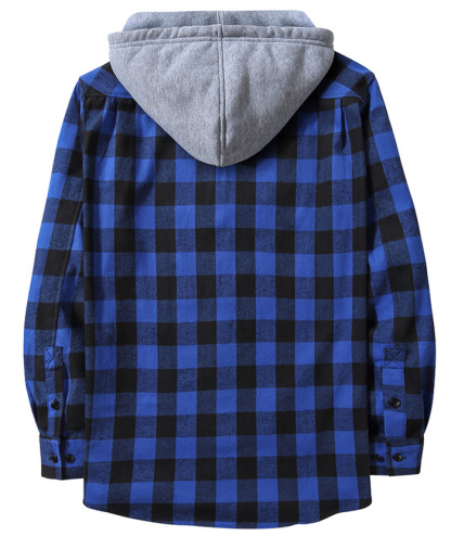 ZITY Men's Plaid Hooded Long Sleeve Button Down Flannel Shirt-ZPK000014 | Zitysports