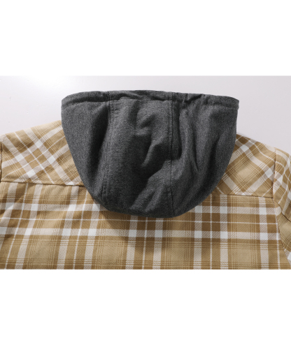 ZITY Men's Long Sleeve Hooded Plaid Fleece Hoodie-AUMPJ00587