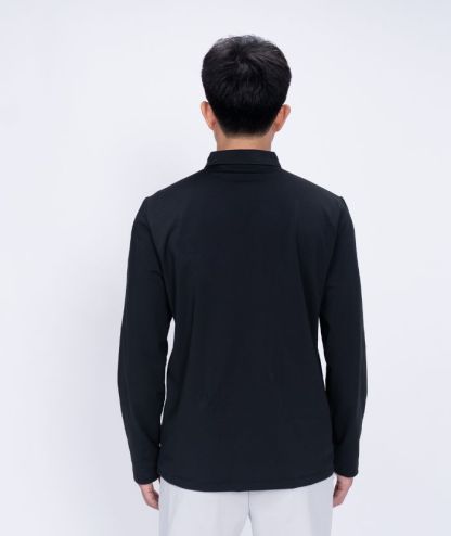 ZITY Men's Button Up Stand Collar Long Sleeve Polo Shirt-8905