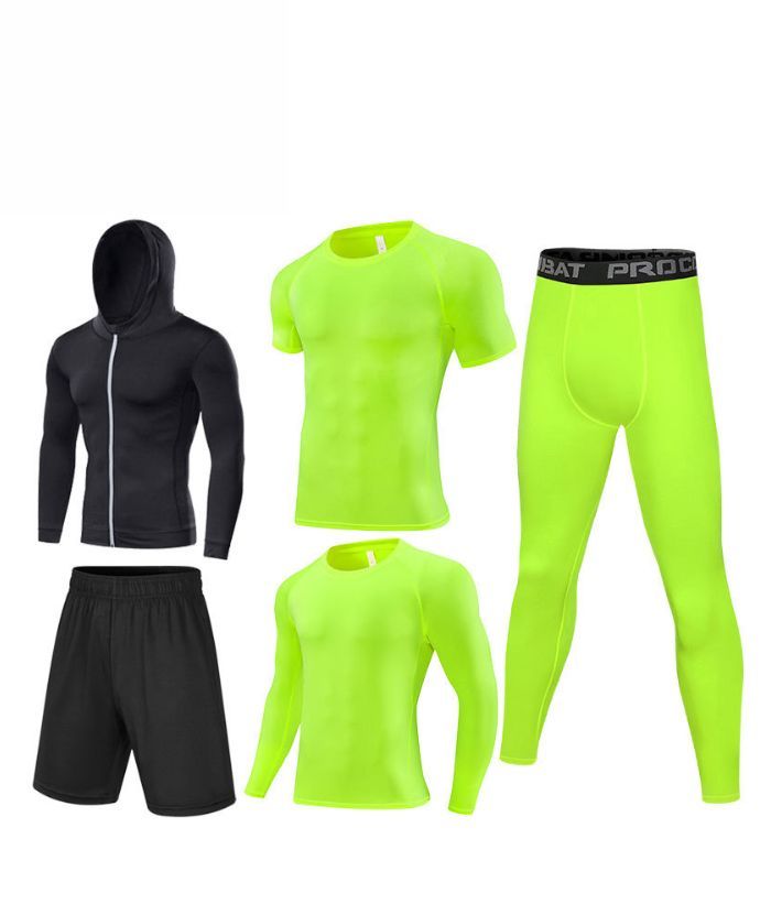 ZITY Men's Sports Cross-Border Fitness Five-Piece Compression Set-DUMTR05994
