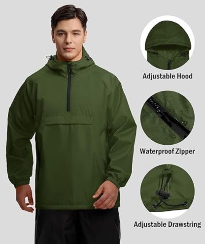 ZITY Men's Waterproof Lightweight Packable Rain Jacket-CUMRC04444