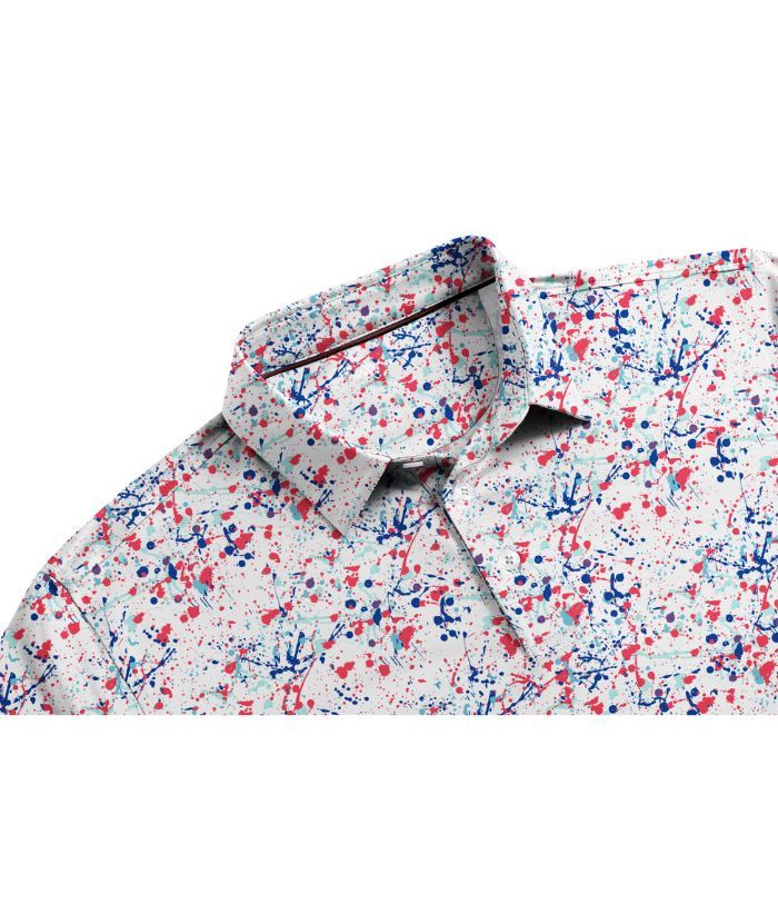 ZITY Men's Button Up Slim Fit Printed Golf Polo Shirt-CUMPO05552