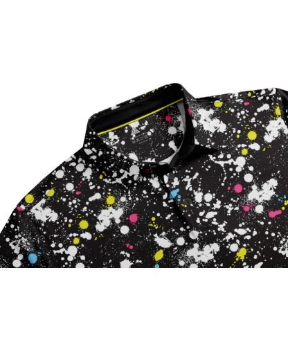 ZITY Men's Button Up Slim Fit Printed Polo Shirt-CUMPO05189