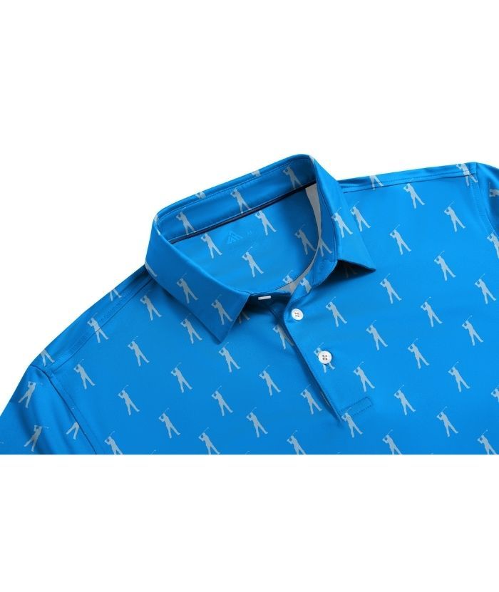 ZITY Men's Button Up Slim Fit Printed Polo Shirt-CUMPO05195