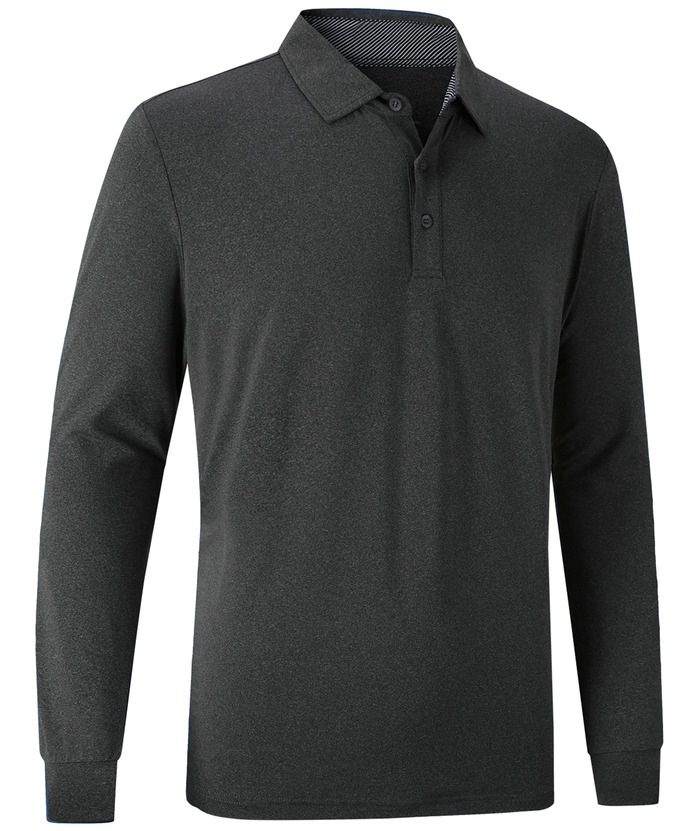 ZITY Men's 3 Button Quick Dry Long Sleeve Performance Polo Shirt-ZPK007158 | Zitysports