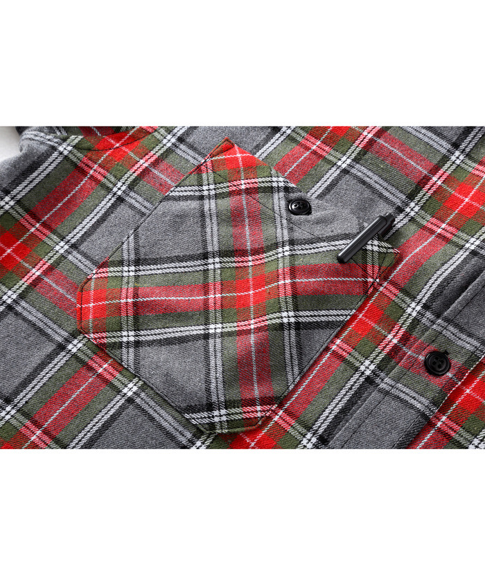 ZITY Men's Plaid Hooded Long Sleeve Button Down Flannel Shirt-ZPK000014 | Zitysports
