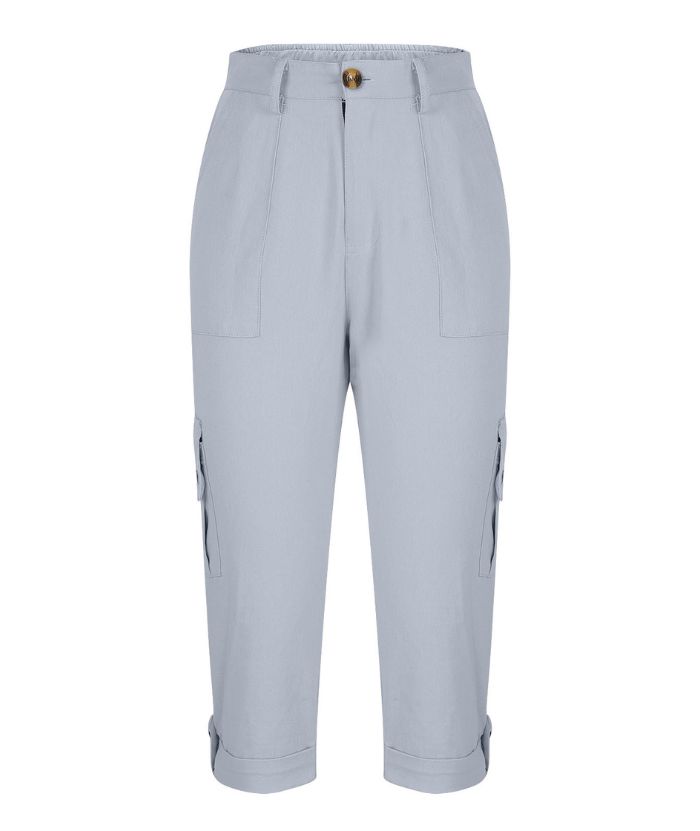 ZITY Women's Solid Color Multi Pocket Three Quarter Pant-DUWCS06170