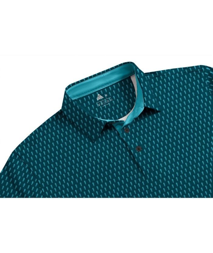 ZITY Men's Button Up Slim Fit Printed Polo Shirt-CUMPO05189