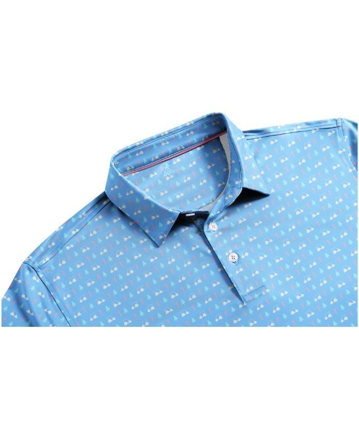 ZITY Men's Button Up Slim Fit Printed Polo Shirt-CUMPO05195