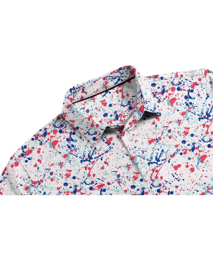 ZITY Men's Button Up Slim Fit Printed Polo Shirt-CUMPO05195