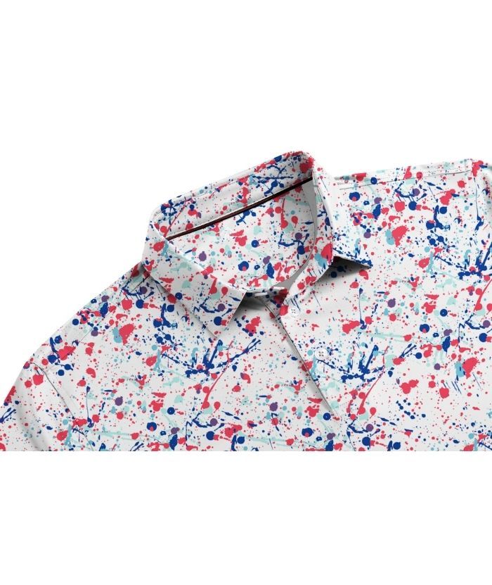 ZITY Men's Button Up Slim Fit Printed Polo Shirt-CUMPO05195