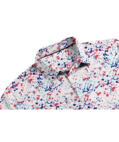 ZITY Men's Button Up Slim Fit Printed Polo Shirt-CUMPO05195