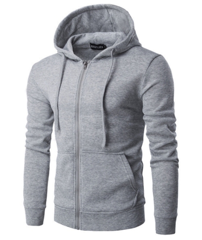 ZITY Men's Long Sleeve Solid Color Fleece Kangaroo Pocket Hoodie-DUMFH04879 | Zitysports